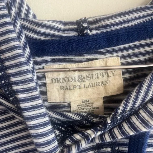 Ralph Lauren Denim & Supply Blue and White Striped Pullover Hoodie - Picture 3 of 9